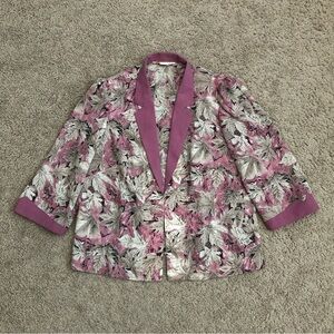 Mauve Pink Floral Chiffon Blazer